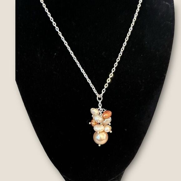 Rice pearls pendant/necklace silver plated - Picture 3 of 4